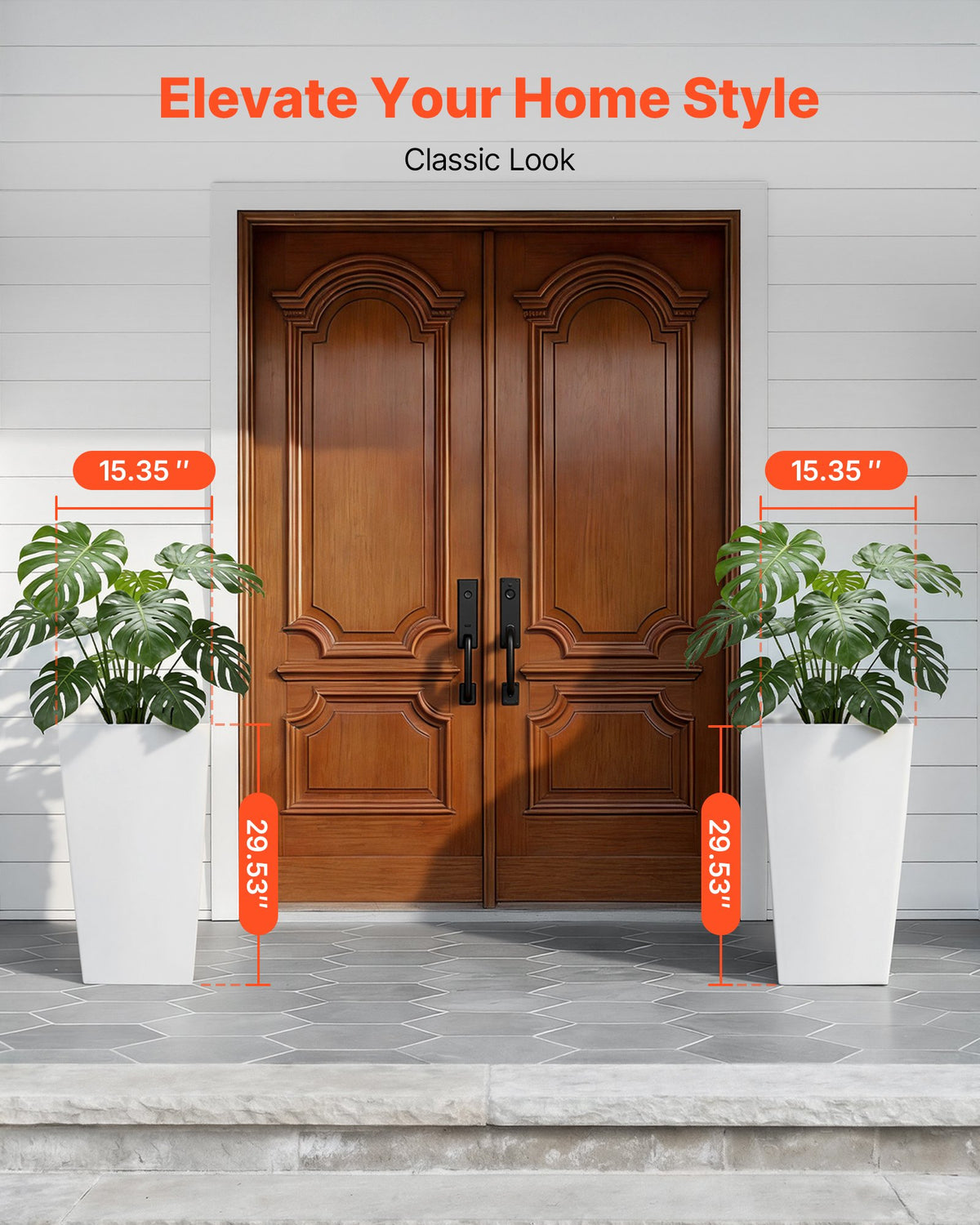 VEVOR Tall Planters Set of 2, 30 Inch Large Outdoor Taper Planters for Outdoor Indoor Plants, Front Porch Plastic Modern Flower Pots with Casters, Inner Pot & Drainage Holes for Patio, Garden, White - FZXZSHPBS2PC33CA2001V0 - view 4