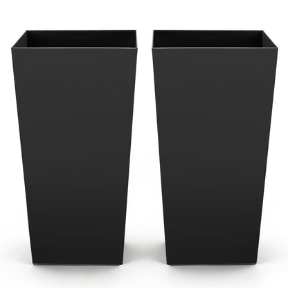 VEVOR Tall Planters Set of 2, 30 Inch Large Outdoor Taper Planters for Outdoor Indoor Plants, Front Porch Plastic Modern Flower Pots with Casters, Inner Pot & Drainage Holes for Patio, Garden, Black - FZXZSHPHS2PCBUGCA001V0 - view 1