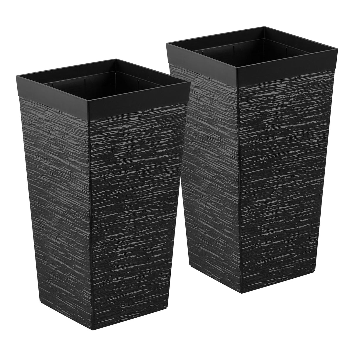 VEVOR Tall Planters Set of 2, 23 Inch Large Outdoor Taper Planters for Outdoor Indoor Plants, Front Porch Plastic Modern Flower Pots with Casters, Inner Pot & Drainage Holes for Patio, Garden, Black - FZXZSHPHS2PCH8DAZ001V0 - view 10