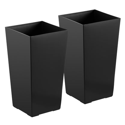 VEVOR Tall Planters Set of 2, 22 Inch Large Outdoor Taper Planters for Outdoor Indoor Plants, Front Porch Plastic Modern Flower Pots with Casters, Inner Pot & Drainage Holes for Patio, Garden, Black - FZXZSHPHS2PCJVOKW001V0 - view 10