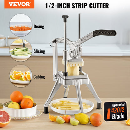 VEVOR Commercial Vegetable Fruit Chopper 1/2″ Blade Heavy Duty Professional Food Dicer Kattex French Fry Cutter Onion Slicer Stainless Steel for Tomato Peppers Potato Mushroom, - G212INCH420J23BAAV0 - view 2