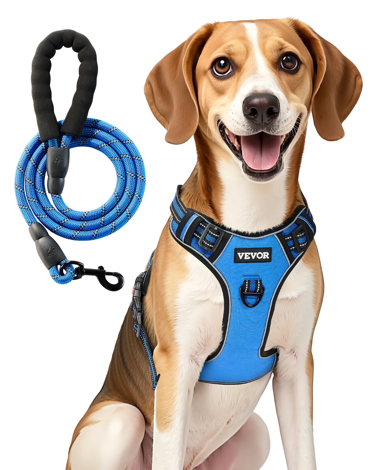 VEVOR Dog Harness for Large Dogs, No Pull Adjustable Dog Vest Pet Harness, with 5ft Leash, Handle, Metal Rings, Buckles, Reflective Stitching 600D Oxford Fabric, for Training, Walking, and Hiking - GBDBXGBDLM00V1MQWV0 - view 1