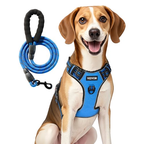 VEVOR Dog Harness for Large Dogs, No Pull Adjustable Dog Vest Pet Harness, with 5ft Leash, Handle, Metal Rings, Buckles, Reflective Stitching 600D Oxford Fabric, for Training, Walking, and Hiking - GBDBXGBDLM00V1MQWV0 - view 2