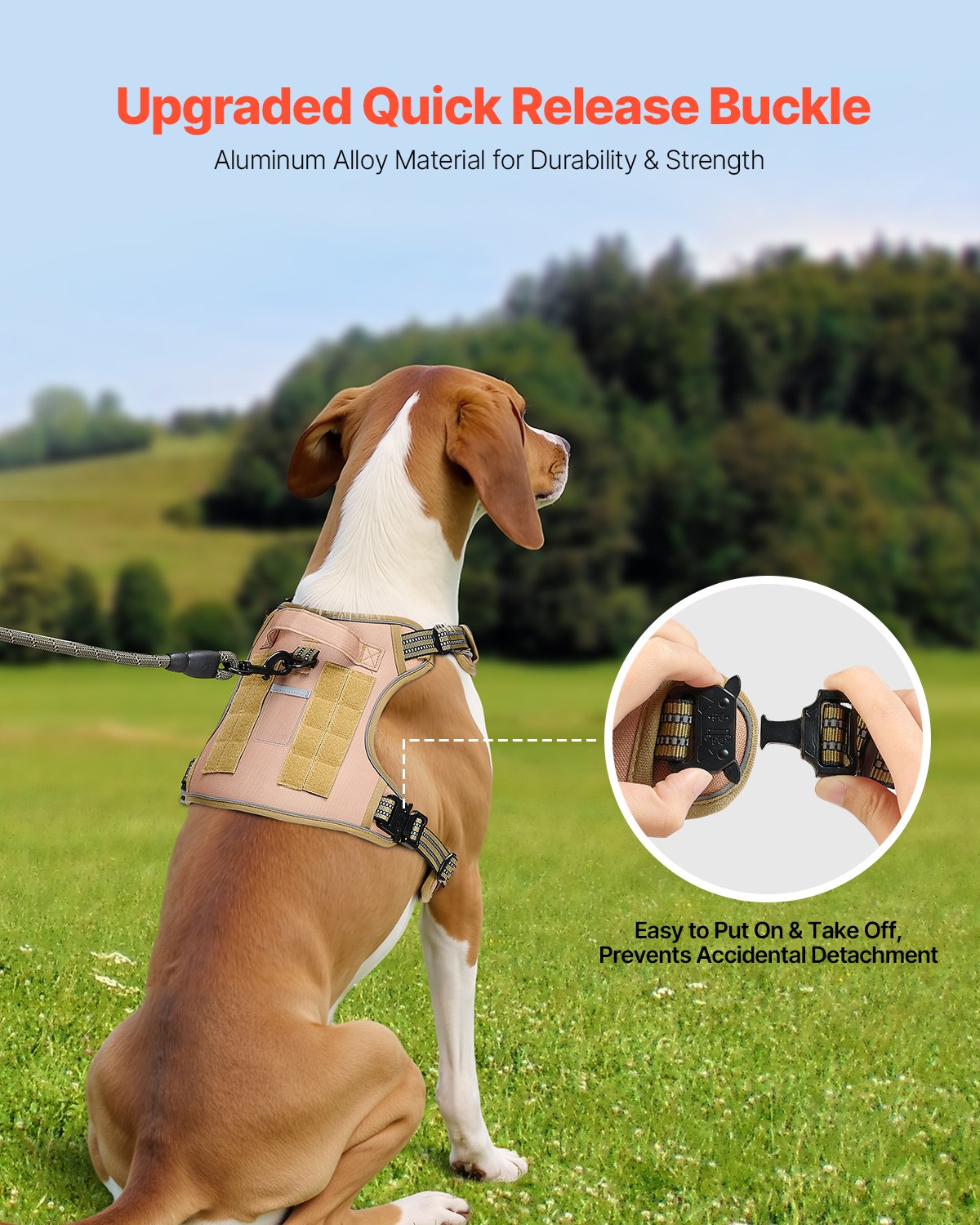 VEVOR Dog Harness for Large Dogs, No Pull Tactical Dog Harness Adjustable Pet Vest, with Handle, Metal Rings, Buckles, Reflective Stitching Nylon Oxford Fabric, for Training, Walking, and Hiking - GBDXLGBDLM00LOZZIV0 - view 4