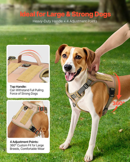 VEVOR Dog Harness for Large Dogs, No Pull Tactical Dog Harness Adjustable Pet Vest, with Handle, Metal Rings, Buckles, Reflective Stitching Nylon Oxford Fabric, for Training, Walking, and Hiking - GBDXLGBDLM00LOZZIV0 - view 5