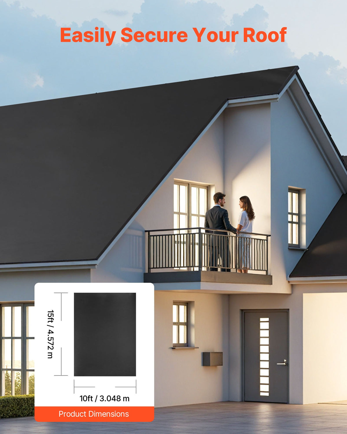 VEVOR Roll Roofing, 10 x 15 ft, 45 mil EPDM Rubber Roofing, Long Lifespan & Weather-resistant, Withstands Harsh Temperatures, Flexible & Easy Installation, Roof Underlayment for RVs, Roofs, Ponds - GBJ1015FT000AFFH6001V0 - view 4