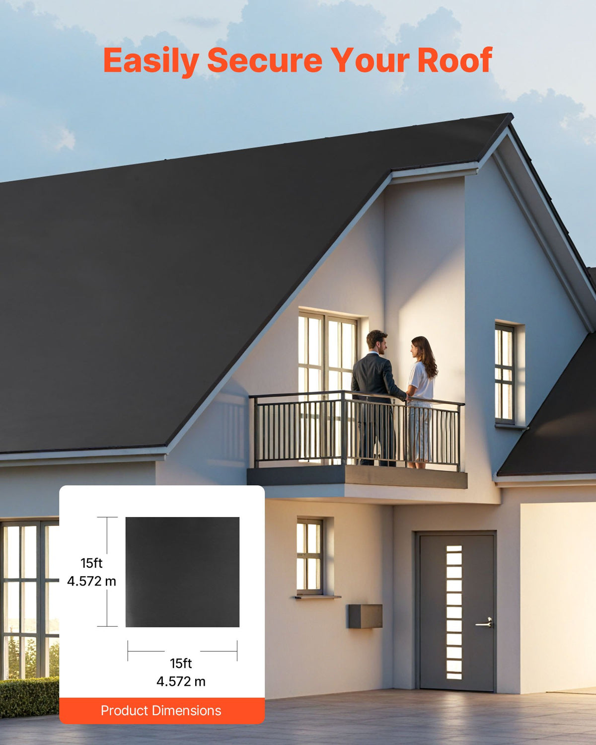 VEVOR Roll Roofing, 15 x 15 ft, 45 mil EPDM Rubber Roofing, Long Lifespan & Weather-resistant, Withstands Harsh Temperatures, Flexible & Easy Installation, Roof Underlayment for RVs, Roofs, Ponds - GBJ1515FT000JOA7O001V0 - view 4
