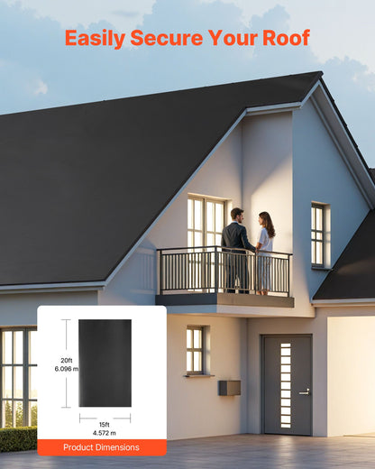 VEVOR Roll Roofing, 15 x 20 ft, 45 mil EPDM Rubber Roofing, Long Lifespan & Weather-resistant, Withstands Harsh Temperatures, Flexible & Easy Installation, Roof Underlayment for RVs, Roofs, Ponds - GBJ1520FT000YVF01001V0 - view 4