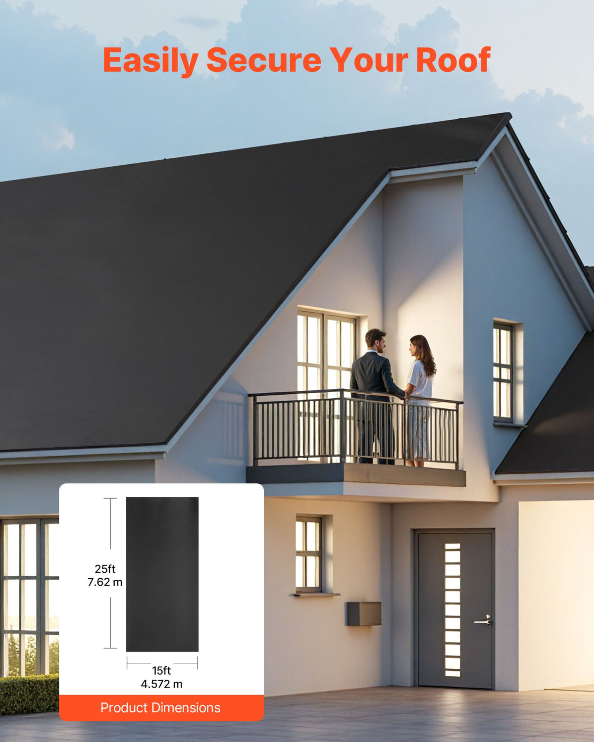 VEVOR Roll Roofing, 15 x 25 ft, 45 mil EPDM Rubber Roofing, Long Lifespan & Weather-resistant, Withstands Harsh Temperatures, Flexible & Easy Installation, Roof Underlayment for RVs, Roofs, Ponds - GBJ1525FT000LEC21001V0 - view 4