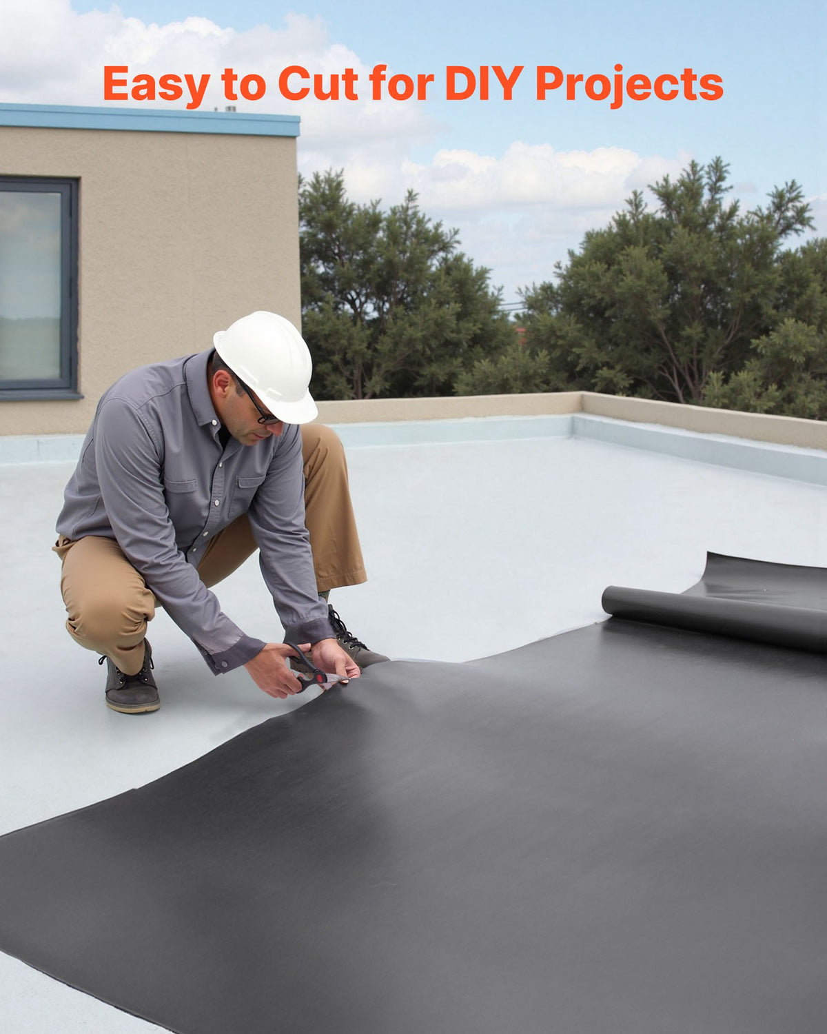 VEVOR Roll Roofing, 15 x 30 ft, 45 mil EPDM Rubber Roofing, Long Lifespan & Weather-resistant, Withstands Harsh Temperatures, Flexible & Easy Installation, Roof Underlayment for RVs, Roofs, Ponds - GBJ1530FT000JBYD3001V0 - view 6