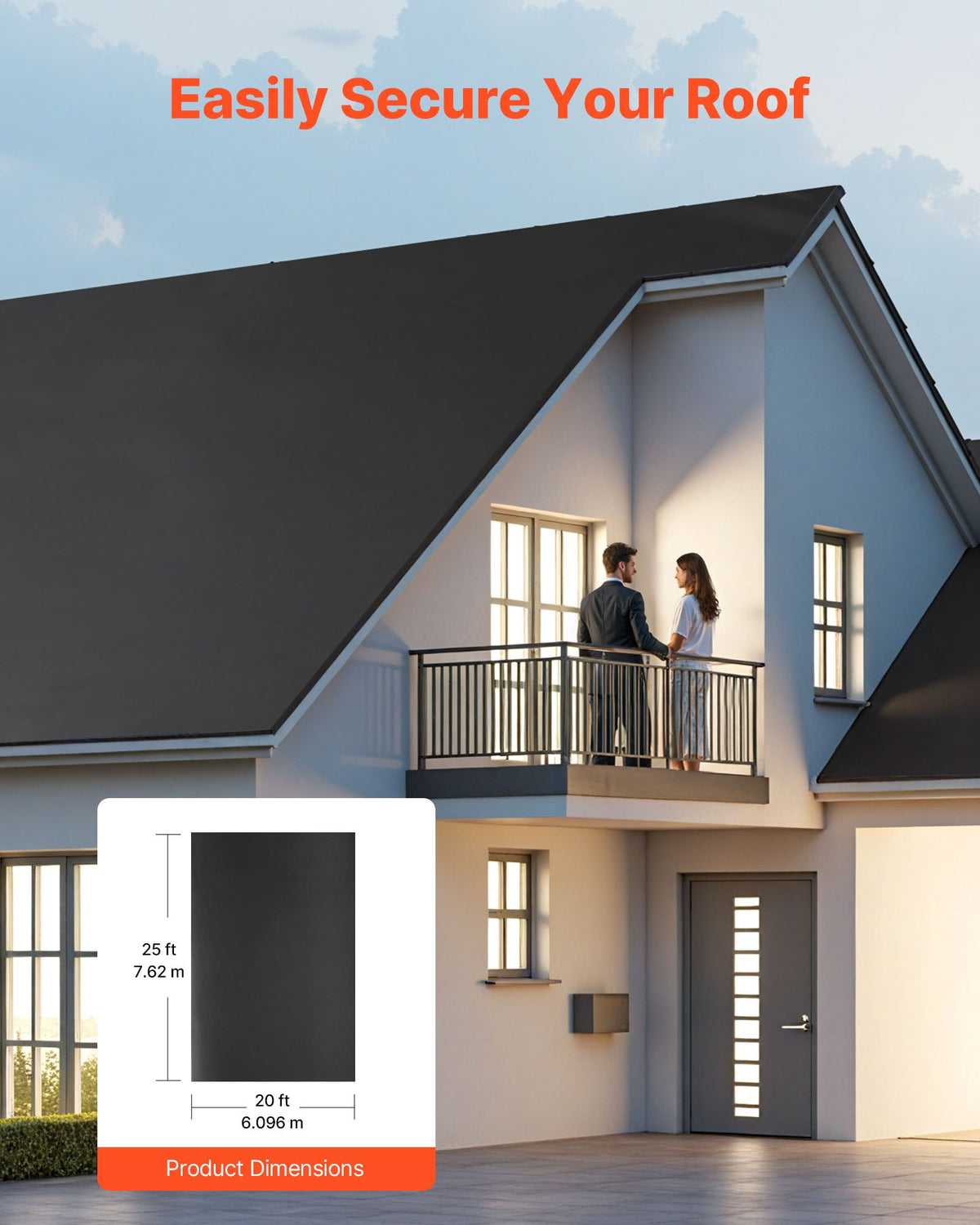 VEVOR Roll Roofing, 20 x 25 ft, 45 mil EPDM Rubber Roofing, Long Lifespan & Weather-resistant, Withstands Harsh Temperatures, Flexible & Easy Installation, Roof Underlayment for RVs, Roofs, Ponds - GBJ2025FT000MUUZ7001V0 - view 4