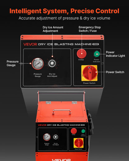 VEVOR Dry Ice Blasting Machine, 11LBS (5KG) Capacity Dry Ice Cleaning Machine with 4 Nozzles, Adjustable Pressure & Dry Ice Amount, Movable Blaster Cleaner for Automotive Ship Aviation Chemical, 120V - GBQXJKDK5KG003A64001V1 - view 5