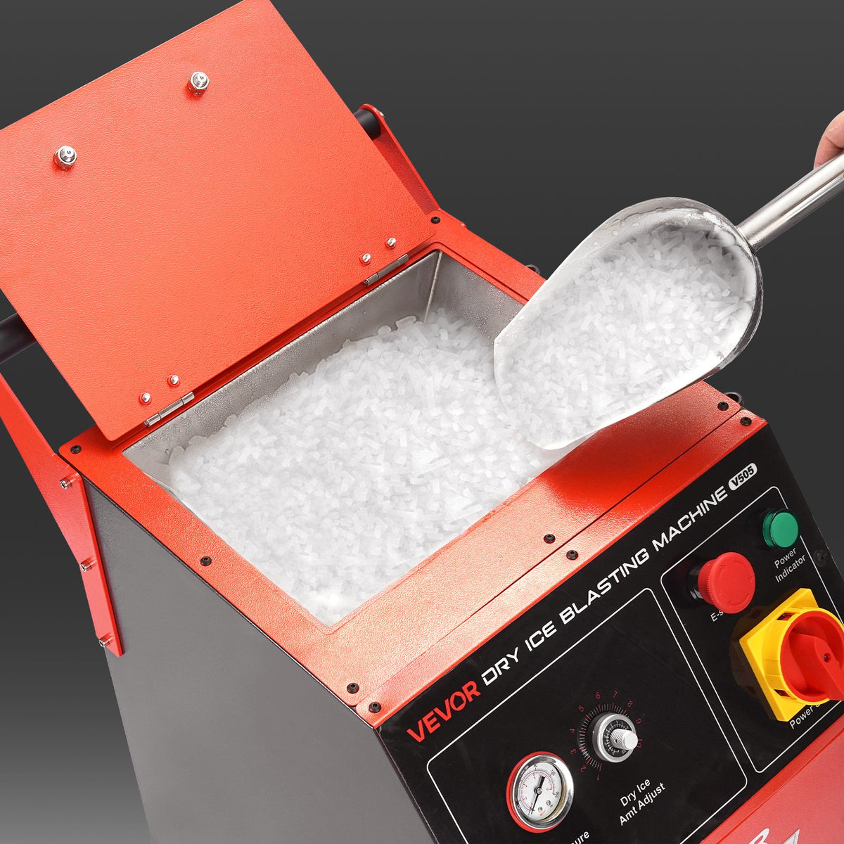 VEVOR Dry Ice Blasting Machine, 11LBS (5KG) Capacity Dry Ice Cleaning Machine with 4 Nozzles, Adjustable Pressure & Dry Ice Amount, Movable Blaster Cleaner for Automotive Ship Aviation Chemical, 120V - GBQXJKDK5KG003A64001V1 - view 9