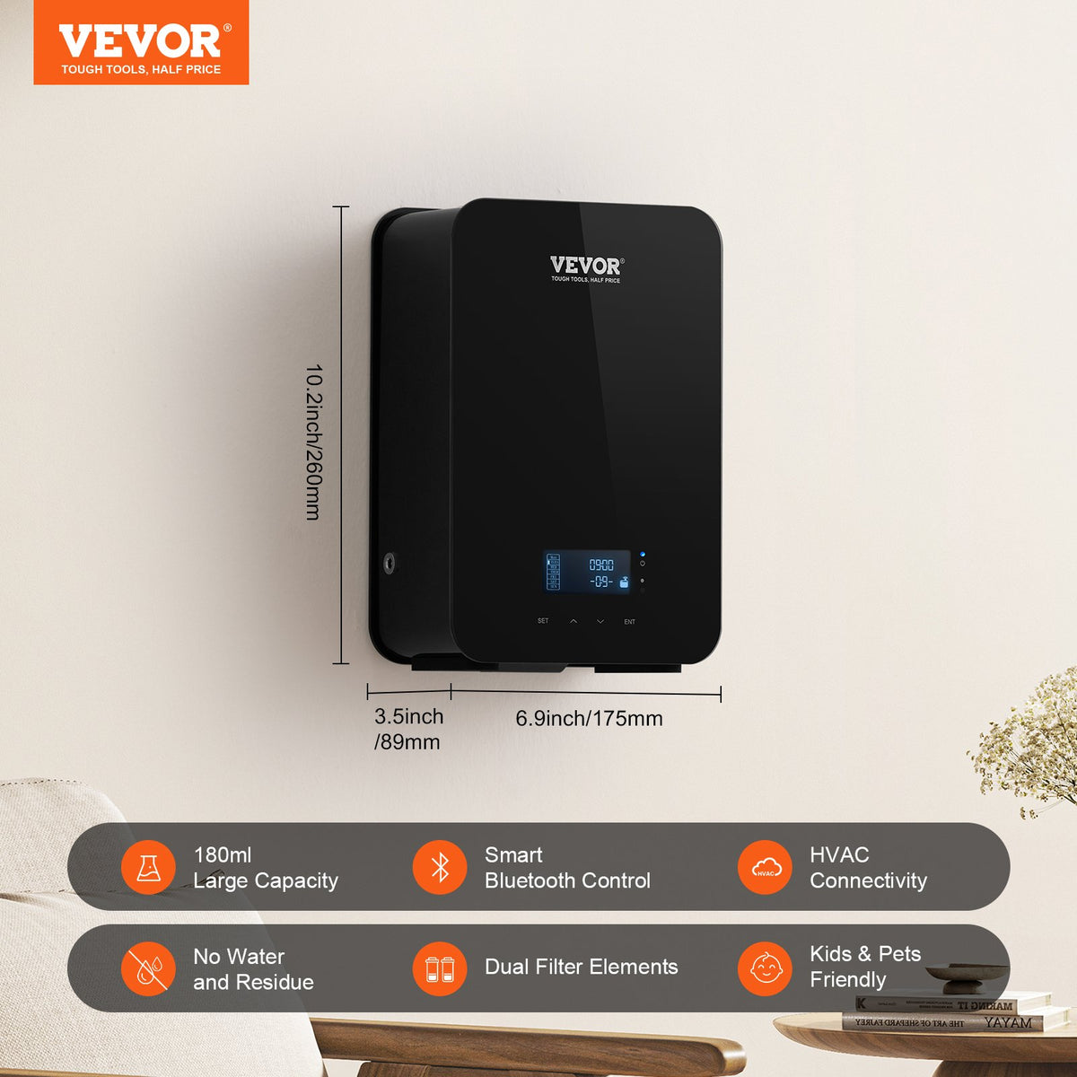 VEVOR Scent Air Machine, 180ml Bluetooth Smart Essential Oil Diffuser, 2000sq.ft Waterless HVAC Scent Diffuser with Cold Air Technology, Aromatherapy Diffuser Machine for Home, Office, Hotel, - GBSLSXXJ180LLWFYJV1 - view 3