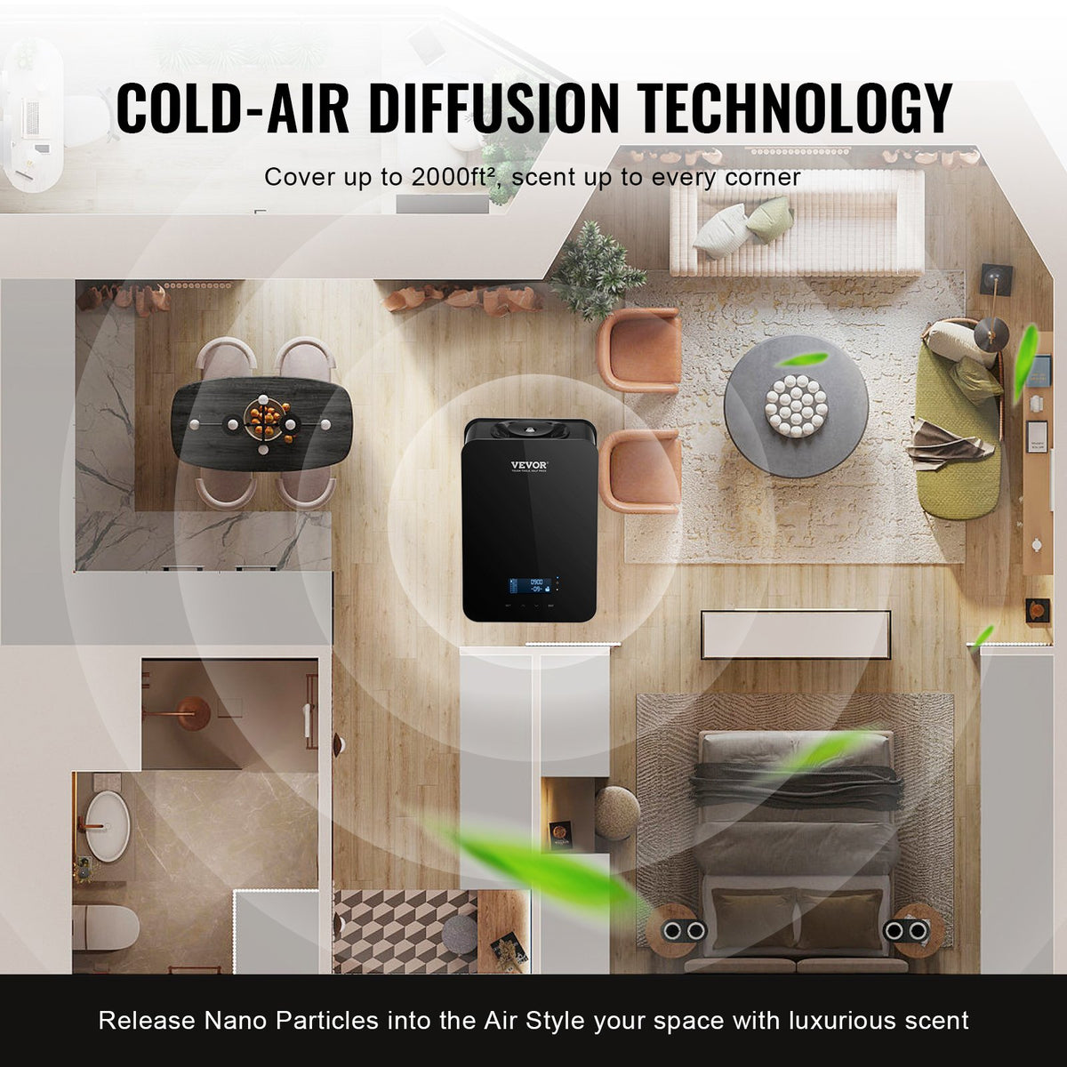 VEVOR Scent Air Machine, 180ml Bluetooth Smart Essential Oil Diffuser, 2000sq.ft Waterless HVAC Scent Diffuser with Cold Air Technology, Aromatherapy Diffuser Machine for Home, Office, Hotel, - GBSLSXXJ180LLWFYJV1 - view 4