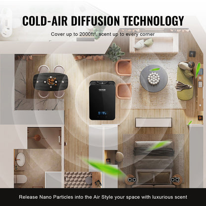 VEVOR Scent Air Machine, 180ml Bluetooth Smart Essential Oil Diffuser, 2000sq.ft Waterless HVAC Scent Diffuser with Cold Air Technology, Aromatherapy Diffuser Machine for Home, Office, Hotel, - GBSLSXXJ180LLWFYJV1 - view 4