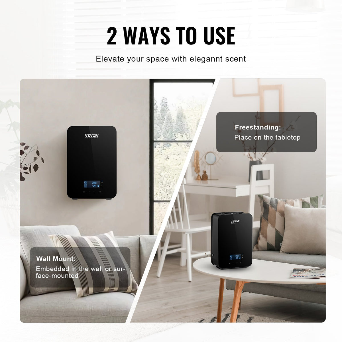 VEVOR Scent Air Machine, 180ml Bluetooth Smart Essential Oil Diffuser, 2000sq.ft Waterless HVAC Scent Diffuser with Cold Air Technology, Aromatherapy Diffuser Machine for Home, Office, Hotel, - GBSLSXXJ180LLWFYJV1 - view 7