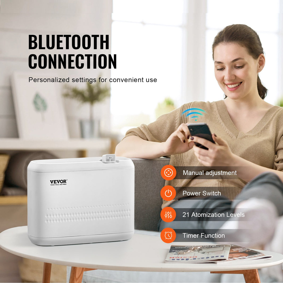 VEVOR Scent Air Machine, 850ml Bluetooth Smart Essential Oil Diffuser, 5000sq.ft Waterless HVAC Scent Diffuser with Cold Air Technology, Aromatherapy Diffuser Machine for Home, Office, Hotel - GBSLSXXJ850MUONNTV1 - view 5