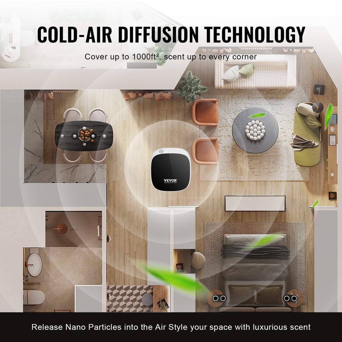 VEVOR Scent Air Machine, 100ml Bluetooth Smart Essential Oil Diffuser, 1000sq.ft Waterless Scent Diffuser with Cold Air Technology, Aromatherapy Diffuser Machine for Home, Office, Hotel, Spa - GBSLSXXJBGSL3I6WAV9 - view 4