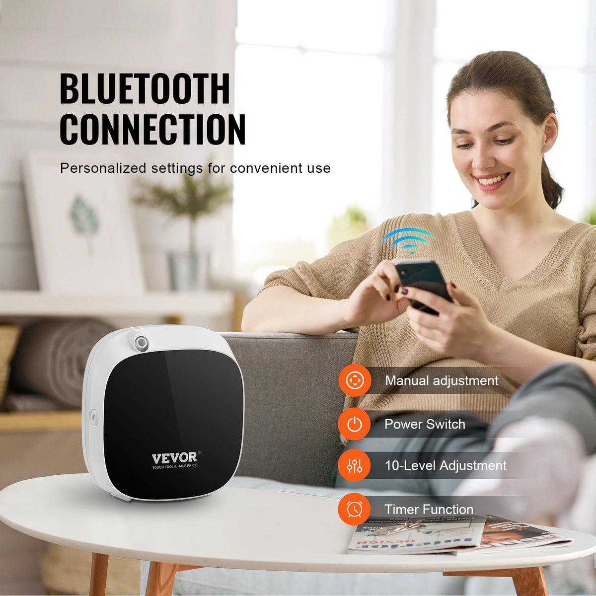 VEVOR Scent Air Machine, 100ml Bluetooth Smart Essential Oil Diffuser, 1000sq.ft Waterless Scent Diffuser with Cold Air Technology, Aromatherapy Diffuser Machine for Home, Office, Hotel, Spa - GBSLSXXJBGSL3I6WAV9 - view 5