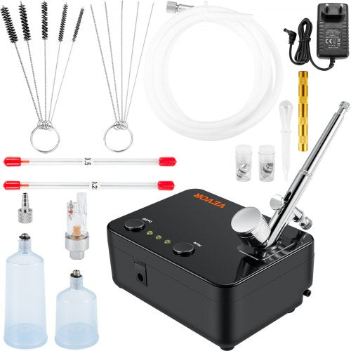 VEVOR Airbrush Kit, Portable Airbrush Set with Compressor, Airbrushing System Kit with Multi-Purpose Dual-Action Gravity Feed Airbrushes, Art Nail Cookie Tattoo Makeup - GBTZMGF1LZSGTOMDMV1 - view 1