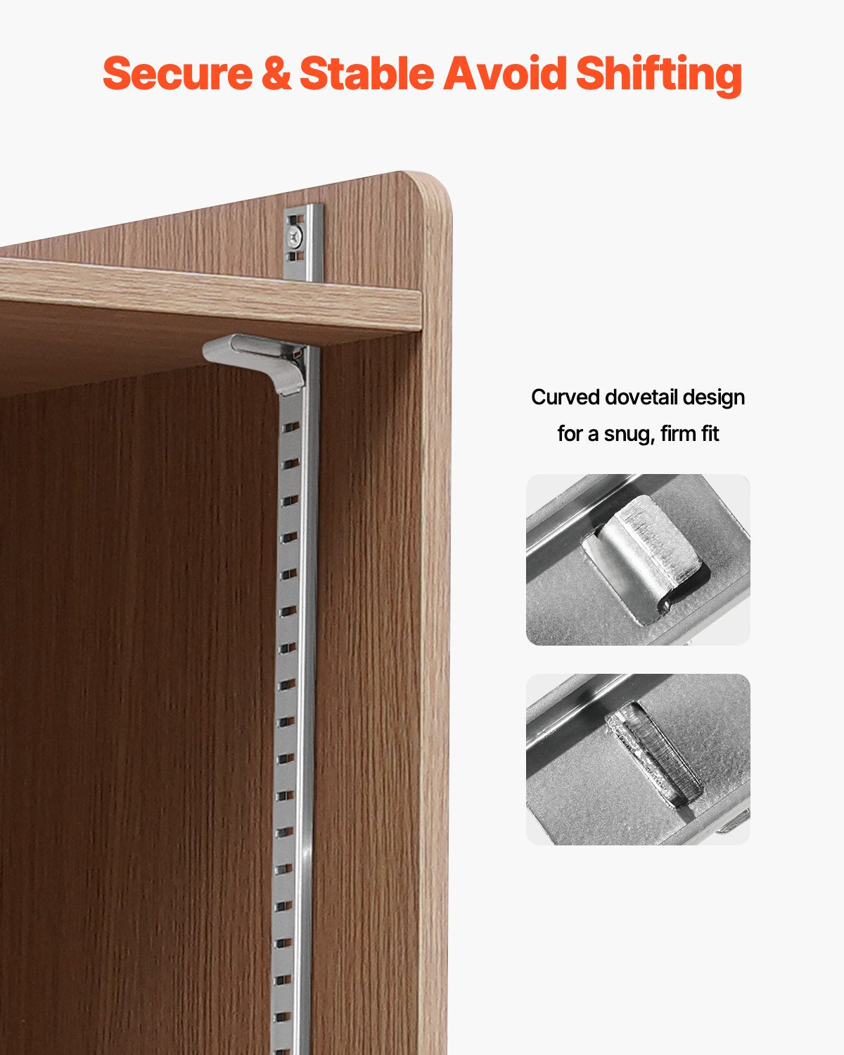 VEVOR Shelf Clips, 40 Pack, Adjustable Steel Pilaster Shelf Clips Support for Metal, Wood, Glass Shelves, Compatible with Wardrobes, Cabinets, Bookcases, Shoe Racks and Display Racks (Silver) - GBZJJ40PCS00VEYRUV0 - view 5