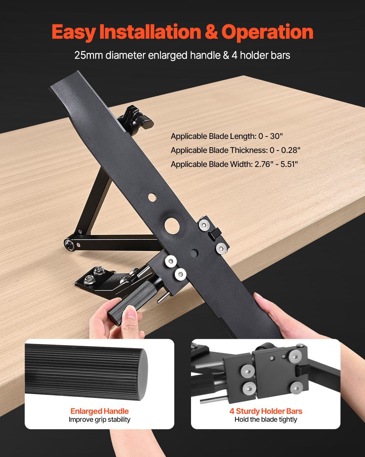 VEVOR Lawn Mower Blade Sharpener, 15° - 45° Adjustable Lawnmower Blade Sharpening Tool with 4 Adapter Pins, Ball Bearing Design & 25mm Enlarged Handle, Compatible with Most Angle Grinders - GCDPJJ1545MY5H0TG001V0 - view 6