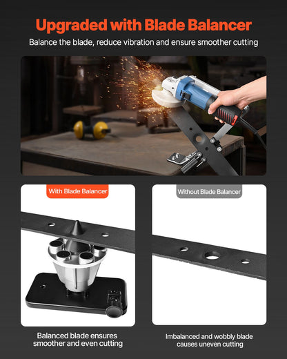 VEVOR Lawn Mower Blade Sharpener and Balancer, 15° - 45° Adjustable Lawnmower Blade Sharpening Tool with 4 Adapter Pins, Ball Bearings & 25mm Enlarged Handle, Compatible with Most Angle Grinders - GCDPJJYPHQ1592EDB001V0 - view 7