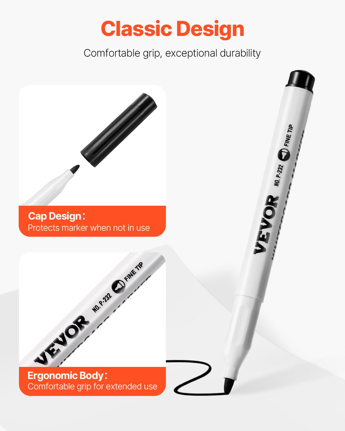 VEVOR Black Dry Erase Markers, 36 Pack Low-Odor Whiteboard Markers, Fine Point Whiteboard Markers, Easily Clean Dry Erase Markers Bulk for School Office Home - GCJHBXT36ZZ0OT9BXV0 - view 3