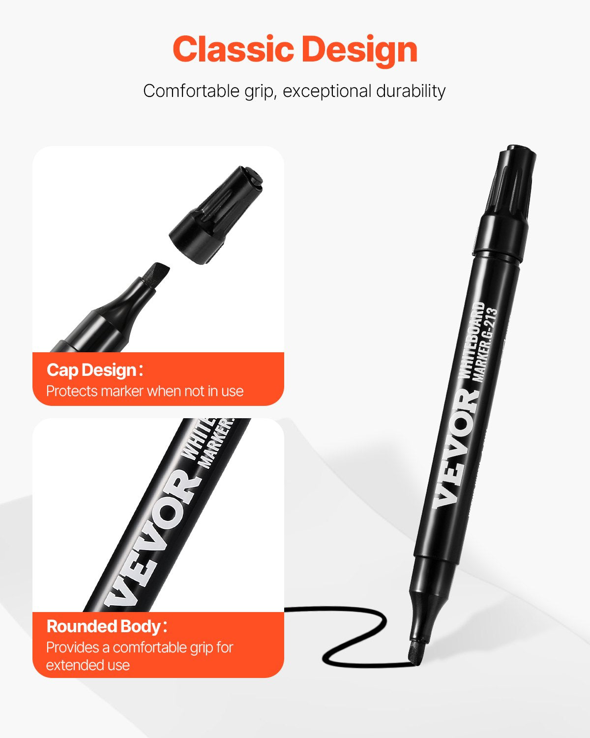 VEVOR Black Dry Erase Markers, 36 Pack Low-Odor Whiteboard Markers with Chisel Tip, Easily Clean Dry Erase Markers Bulk for School Office Home - GCJHBZZT36ZZTJA7RV0 - view 3