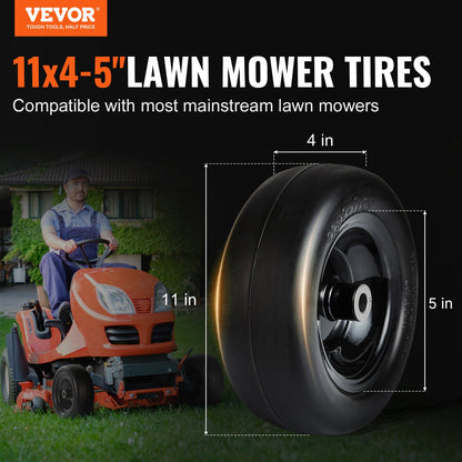 VEVOR Tubeless Mower Wheels, 11x4-5" Size, Pair of Flat-Free PU Tires on Rims, 3.4" Hub, 3/4" Bushing, Includes 20 Adapters, Suitable for Riding Mowers and Lawn Tractors - GCJLZ11X45SXTCAWDV0 - view 3