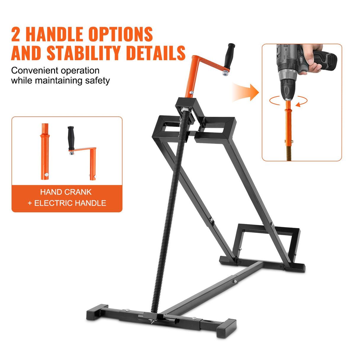 VEVOR Ride on Lawn Mower Lift Jack, 880 Lbs Weight Capacity, Telescopic Maintenance Jack with Crank Handle & Power Tool Handle, Foldable Lawn Tractor Lifter for Lawn Mowers and Garden Tractors, Black - GCJSJJSGS880KCFZHV0 - view 5