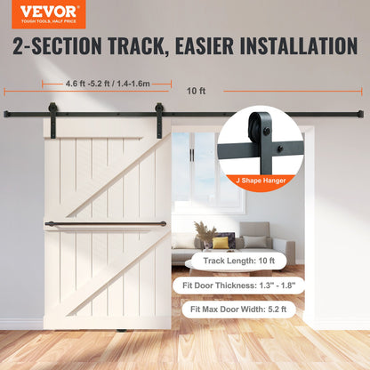 VEVOR Simple Sliding Barn Door Hardware Kit - Select Your Configuration - GCYMWJTJHS108DUJHV0 - view 2