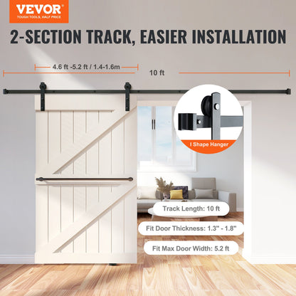 VEVOR Simple Sliding Barn Door Hardware Kit - Select Your Configuration - GCYMWJTJHS10TVCHEV0 - view 2