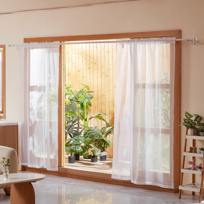 VEVOR Sheer Curtains, 84 inches Long, 2 Panels Set Sheer White Curtains, Each 42" W x 84" L, Dual Rod Pocket Installation, 100% Polyester Window Drapes for Bedroom, Living Room, Balcony, Yard - GDBSCL4284INDMFSA001V0 - view 10