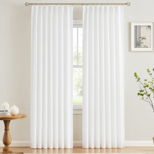 VEVOR Sheer Curtains, 84 inches Long, 2 Panels Set Sheer White Curtains, Each 52" W x 84" L, Dual Rod Pocket Installation, 100% Polyester Window Drapes for Bedroom, Living Room, Balcony, Yard - GDBSCL5284INWCQYZ001V0 - view 1