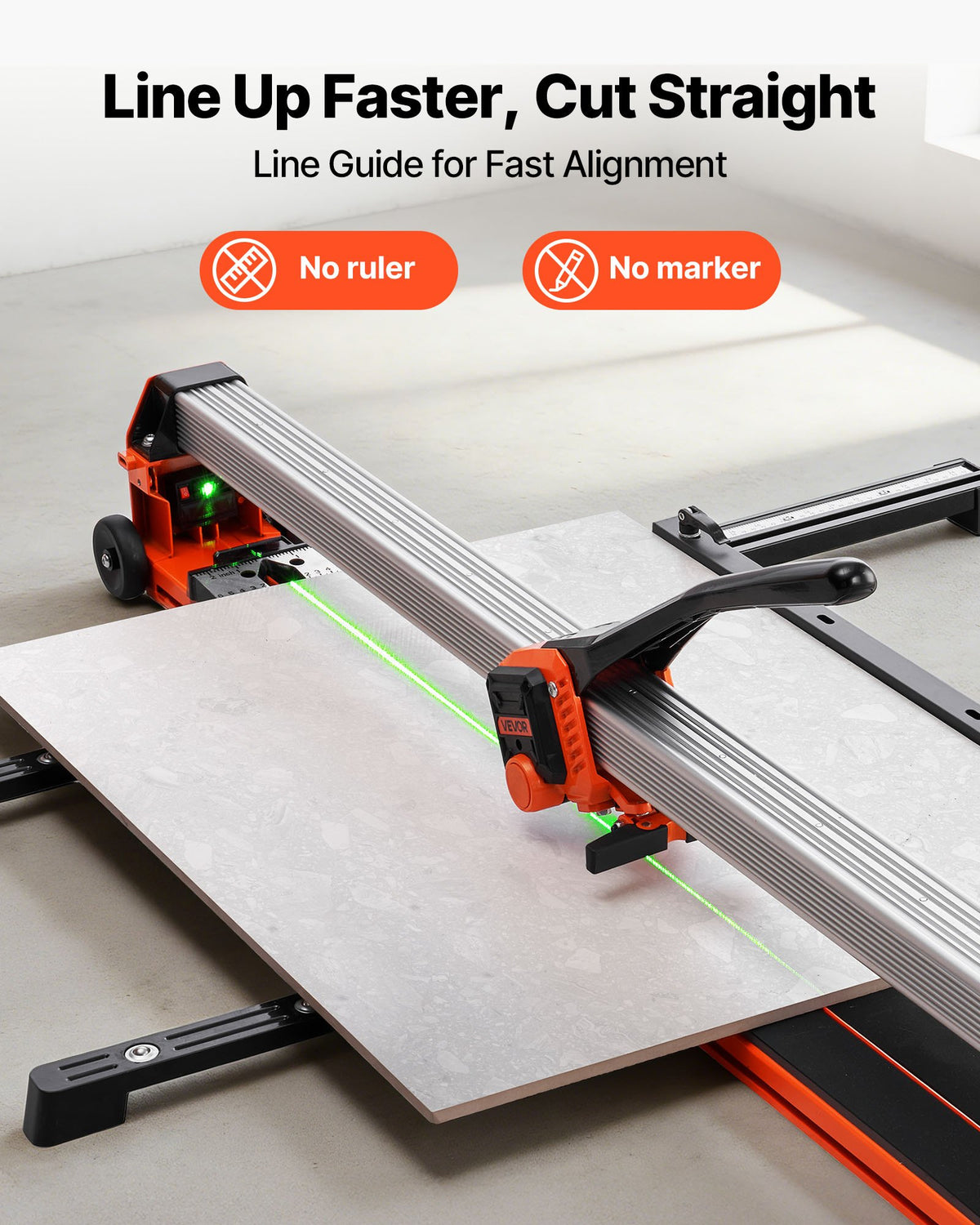 VEVOR 47.2-Inch Manual Tile Cutter, Upgraded Rail and Sliding Head, Precision Alignment Guide, Tungsten Carbide Cutting Wheel, Support Legs with Swivel Wheels, for DIY Pros, Ceramic, Floor, Wall Tiles - GDDZDGHHDTSJBBPZL001V0 - view 7