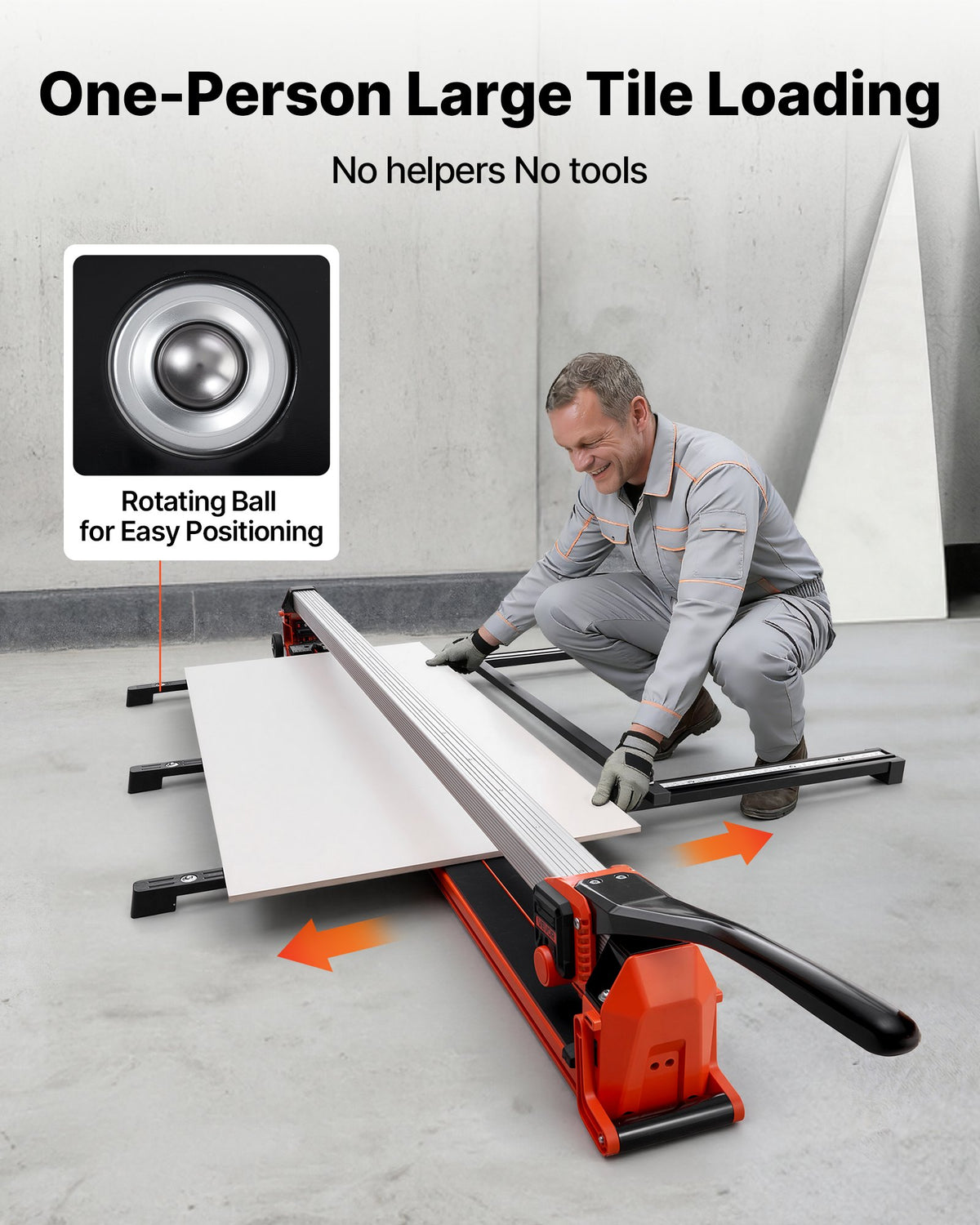 VEVOR 63-Inch Manual Tile Cutter, Upgraded Rail and Sliding Head, Precision Alignment Guide, Tungsten Carbide Cutting Wheel, Support Legs with Swivel Wheels, for DIY Pros, Ceramic, Floor, Wall Tiles - GDDZDGHHDTSJKE91I001V0 - view 4