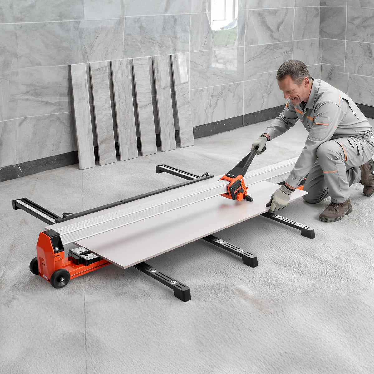 VEVOR 63-Inch Manual Tile Cutter, Upgraded Rail and Sliding Head, Precision Alignment Guide, Tungsten Carbide Cutting Wheel, Support Legs with Swivel Wheels, for DIY Pros, Ceramic, Floor, Wall Tiles - GDDZDGHHDTSJKE91I001V0 - view 9