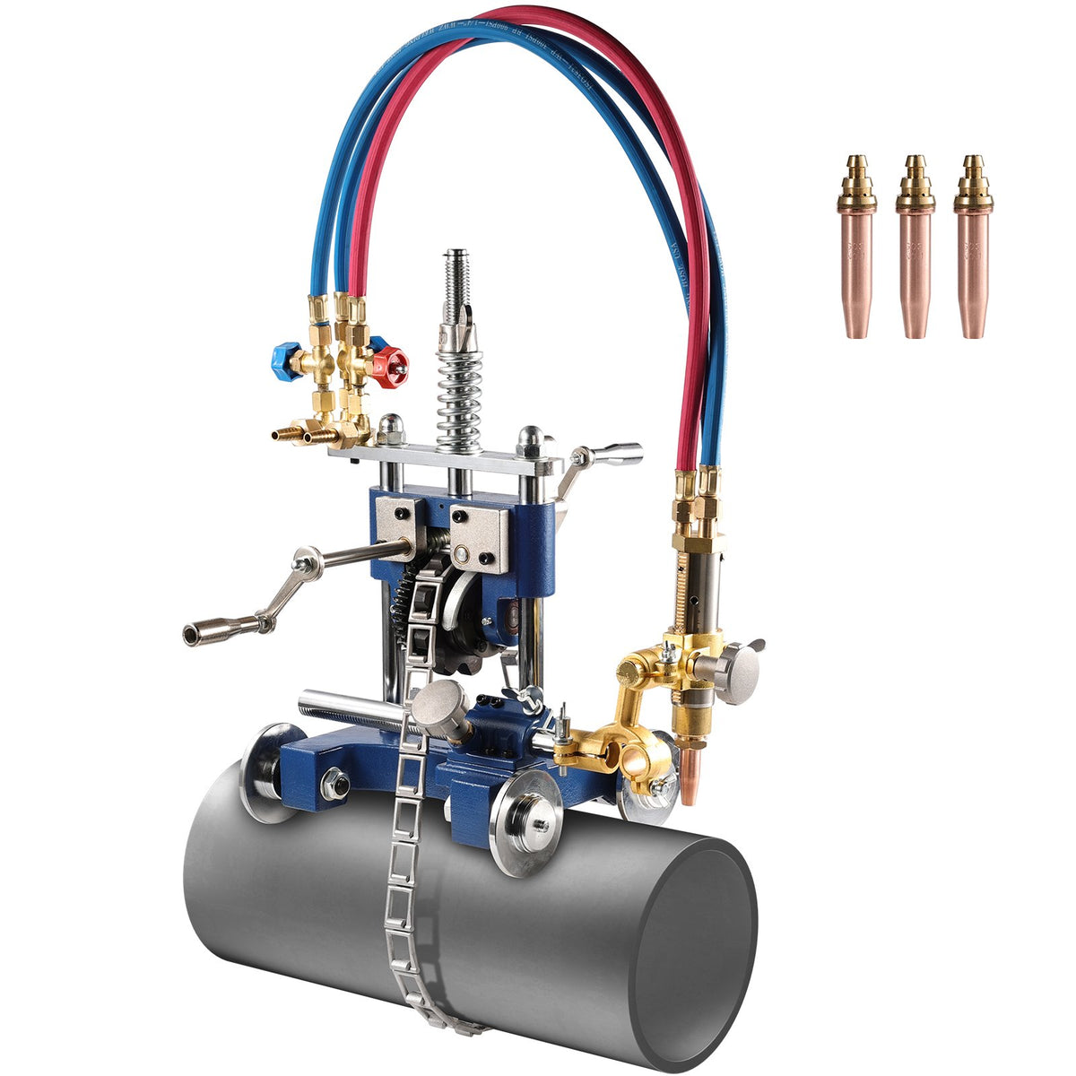 VEVOR CG2-11Y Manual Pipe Cutting Machine, 0.2"-2" Thick Pipe Beveling Machine with 82-in Chain, 0°-45° Adjusted Angle Gas Cutting Machine with 3 Tips, Portable Torch Beveling Gas Cutter - GDGJJSDGDGJJM7AZX001V0 - view 1