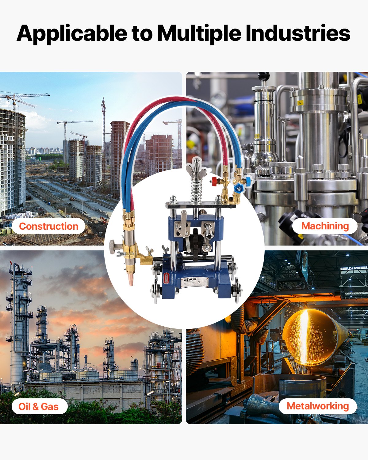 VEVOR CG2-11Y Manual Pipe Cutting Machine, 0.2"-2" Thick Pipe Beveling Machine with 82-in Chain, 0°-45° Adjusted Angle Gas Cutting Machine with 3 Tips, Portable Torch Beveling Gas Cutter - GDGJJSDGDGJJM7AZX001V0 - view 7