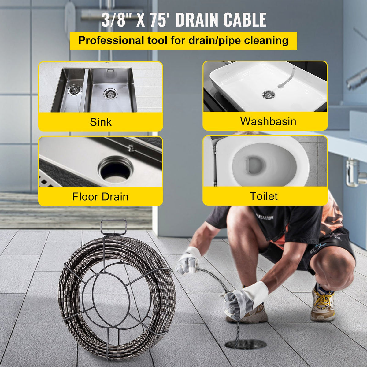 VEVOR Drain Cleaning Cables - Select Your Configuration - GDGJTZ75FT3800001V0 - view 2