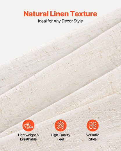 VEVOR Natural Linen Curtains, 52 x 84 inch 2 Panels Set, Semi Sheer Light Filtering Flax Textured Linen Drapes, Rod Pocket Back Tab Design, for Modern Farmhouse, Living Room, Bedroom Window Curtain - GDHLHLGCLYMHSPVA5001V0 - view 3