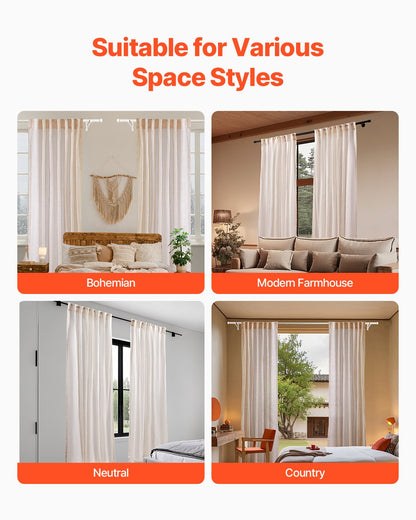 VEVOR Natural Linen Curtains, 52 x 84 inch 2 Panels Set, Semi Sheer Light Filtering Flax Textured Linen Drapes, Rod Pocket Back Tab Design, for Modern Farmhouse, Living Room, Bedroom Window Curtain - GDHLHLGCLYMHSPVA5001V0 - view 7