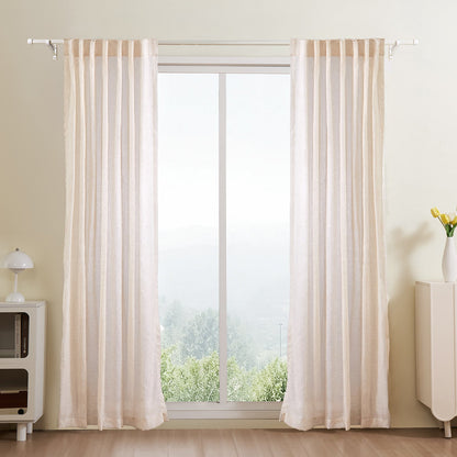 VEVOR Natural Linen Curtains, 52 x 84 inch 2 Panels Set, Semi Sheer Light Filtering Flax Textured Linen Drapes, Rod Pocket Back Tab Design, for Modern Farmhouse, Living Room, Bedroom Window Curtain - GDHLHLGCLYMHSPVA5001V0 - view 9