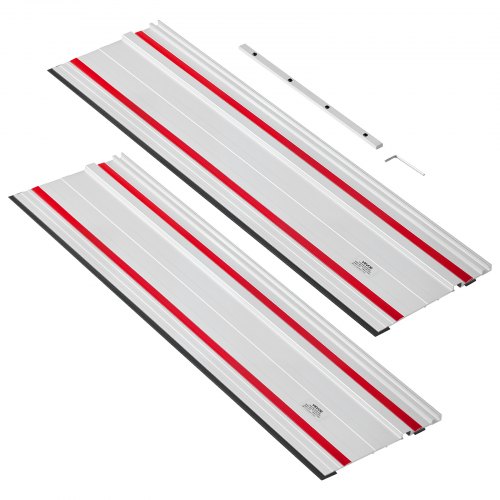 VEVOR Track Saw Guide Rail, 55-Inch Cutting Range, Kit Includes 2 x 27.5 in Aluminum Extruded Guide Rails and 1 Connector, Compatible with Makita, Festool & WEN Track Saws, for Woodworking Projects - GDJDG700MM2J8CW5K001V0 - view 2
