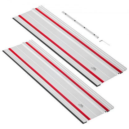 VEVOR Track Saw Guide Rail, 55-Inch Cutting Range, Kit Includes 2 x 27.5 in Aluminum Extruded Guide Rails and 1 Connector, Compatible with Makita, Festool & WEN Track Saws, for Woodworking Projects - GDJDG700MM2J8CW5K001V0 - view 2