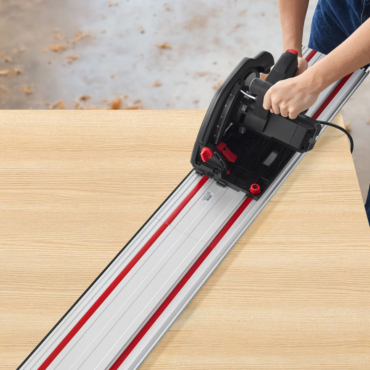 VEVOR Track Saw Guide Rail, 55-Inch Cutting Range, Kit Includes 2 x 27.5 in Aluminum Extruded Guide Rails and 1 Connector, Compatible with Makita, Festool & WEN Track Saws, for Woodworking Projects - GDJDG700MM2J8CW5K001V0 - view 9