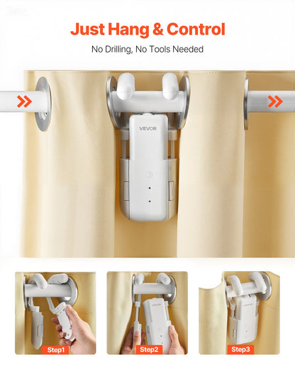 VEVOR Automatic Curtain Opener, APP and Remote Control, Hub Included, Electric Smart Curtain Opener Compatible with Alexa and Google Home, Timed Opening and Closing, Silent Mode, for Roman Rods - GDJQRLMG0000QHCOK001V9 - view 3