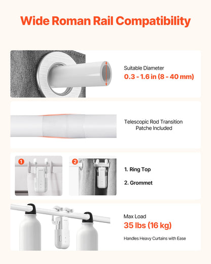 VEVOR Automatic Curtain Opener, APP and Remote Control, Hub Included, Electric Smart Curtain Opener Compatible with Alexa and Google Home, Timed Opening and Closing, Silent Mode, for Roman Rods - GDJQRLMG0000QHCOK001V9 - view 4